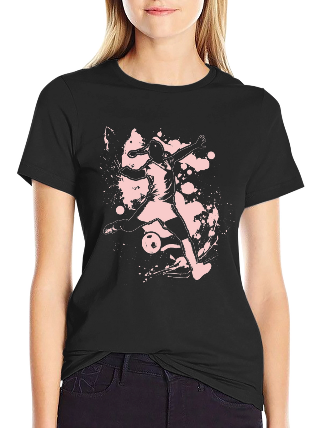 Soccer Player Graphic Tee - Black