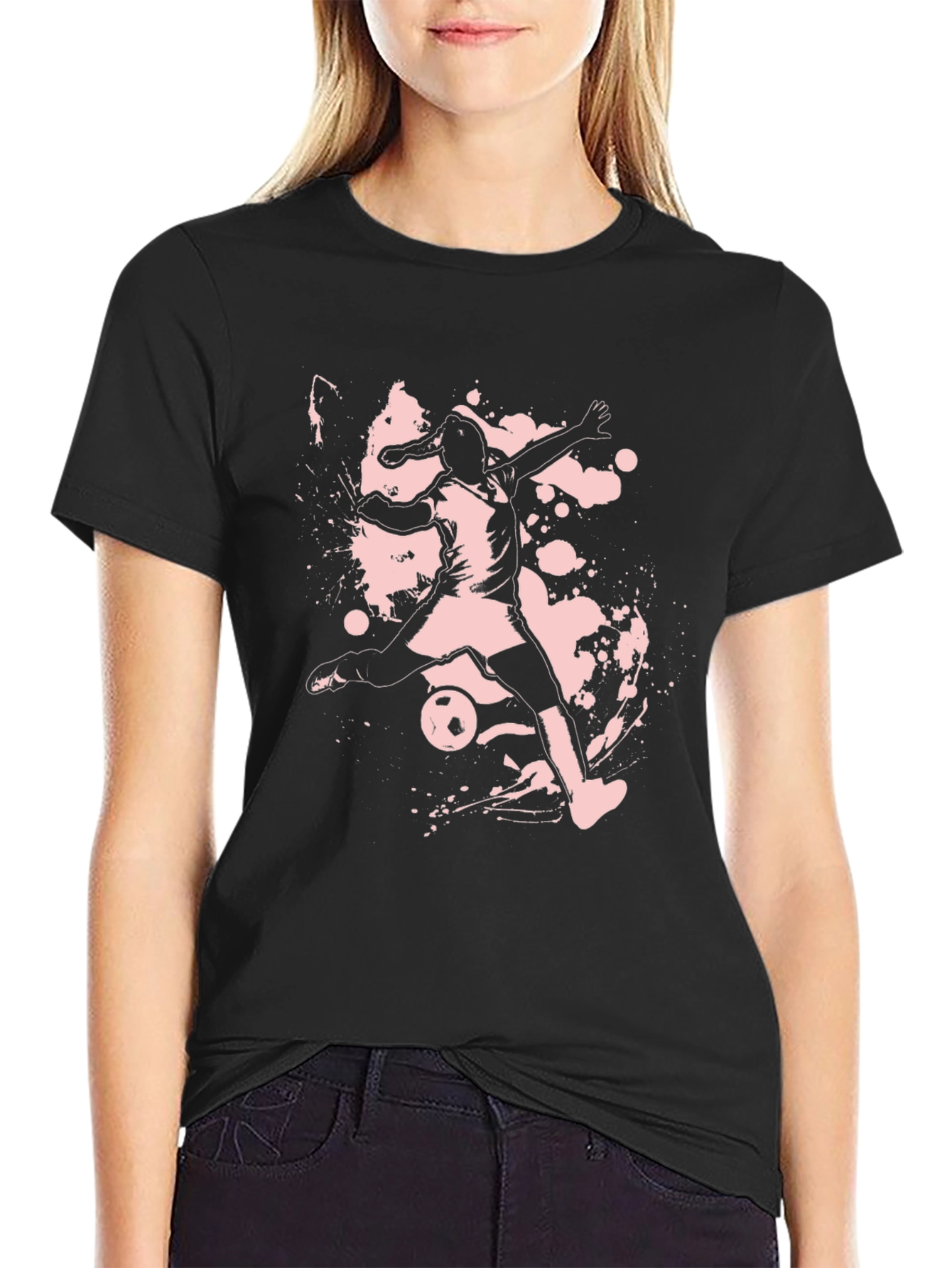 Soccer Player Graphic Tee - Black