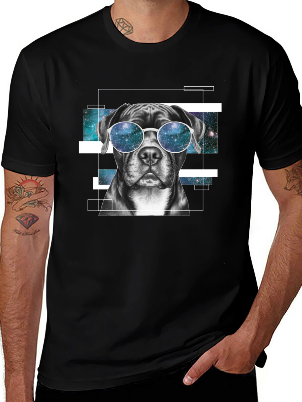 Cool Dog Galaxy Sunglasses Graphic T-Shirt