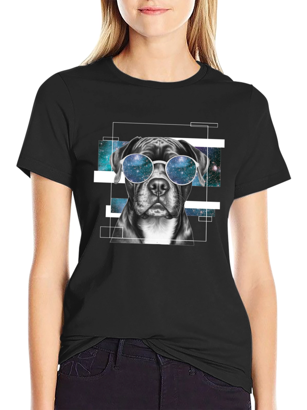 Cool Dog Galaxy Sunglasses Graphic T-Shirt