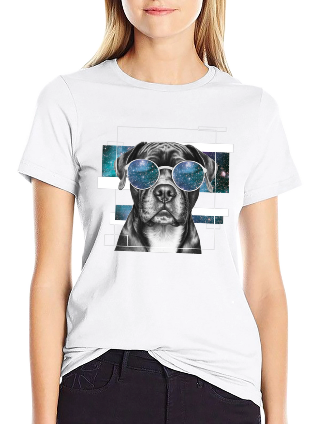 Cool Dog Galaxy Sunglasses Graphic T-Shirt