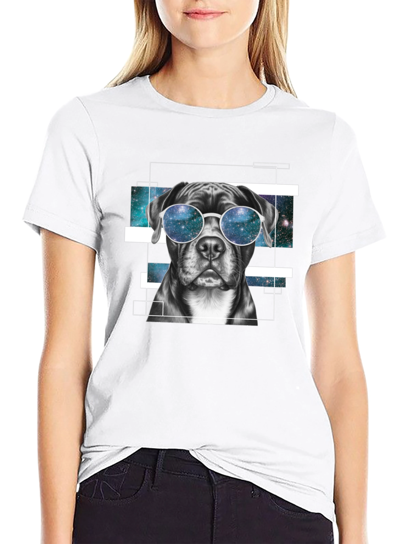 Cool Dog Galaxy Sunglasses Graphic T-Shirt
