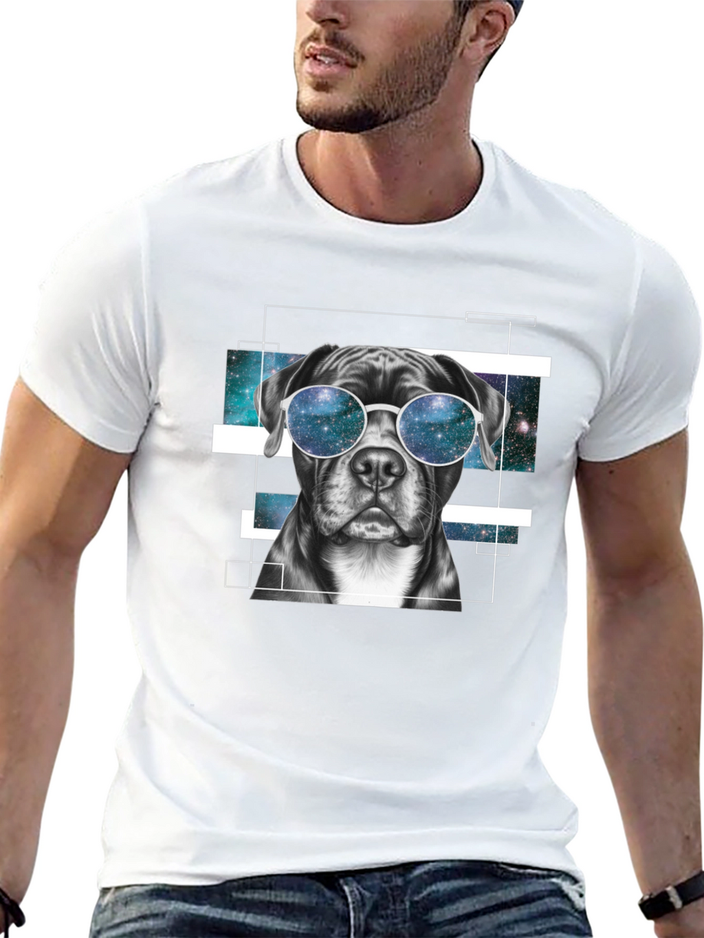 Cool Dog Galaxy Sunglasses Graphic T-Shirt
