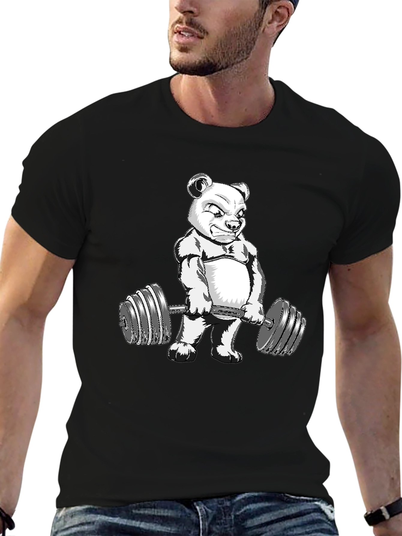Bear Lifting Weights Graphic Tee