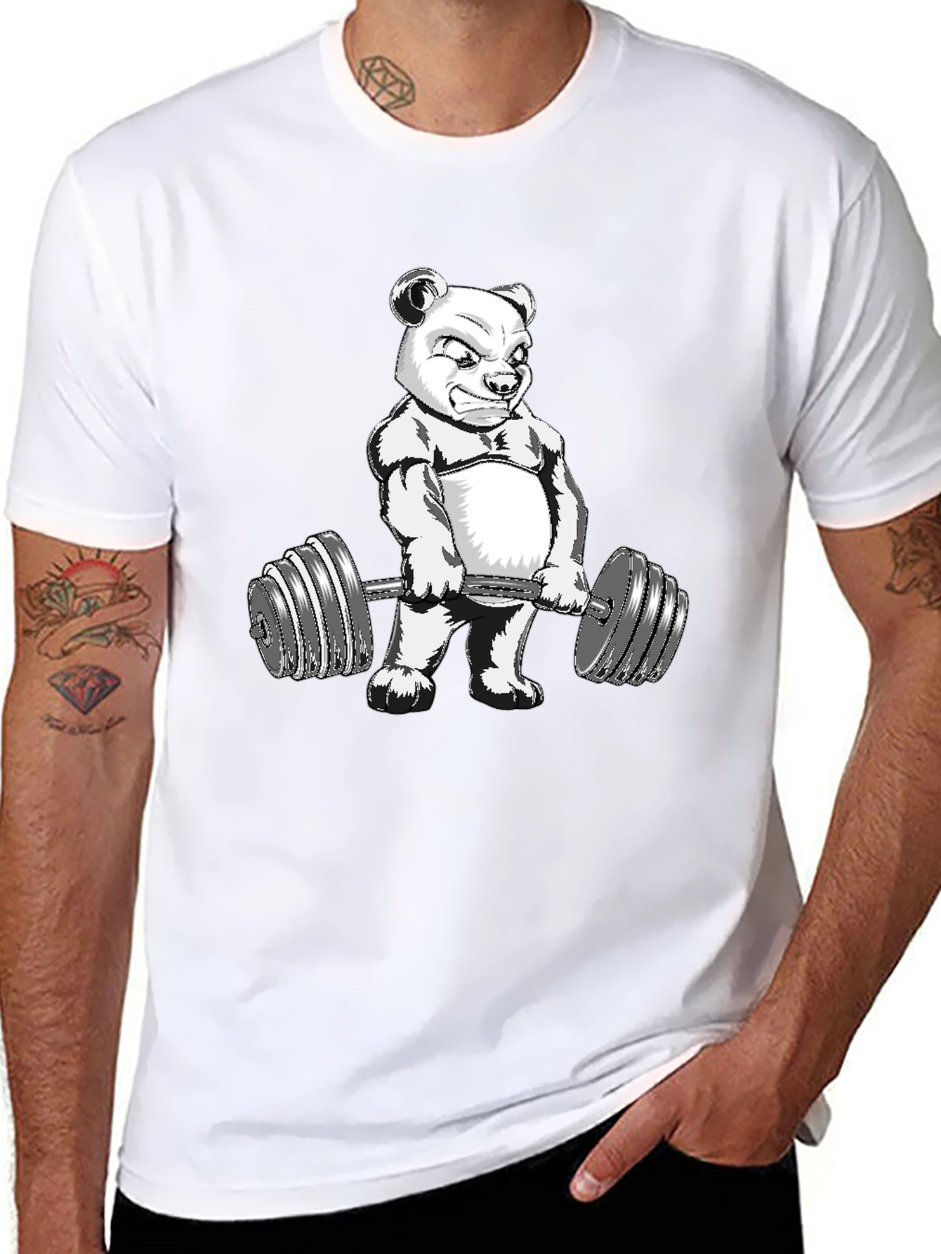 Bear Lifting Weights Graphic Tee