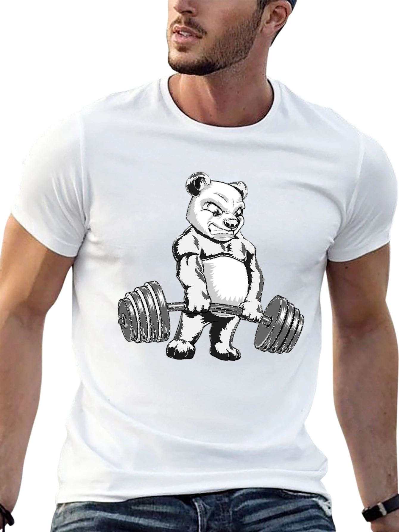 Bear Lifting Weights Graphic Tee
