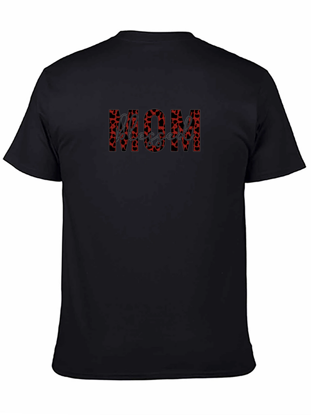Stylish MOM Heart Print Black T-Shirt
