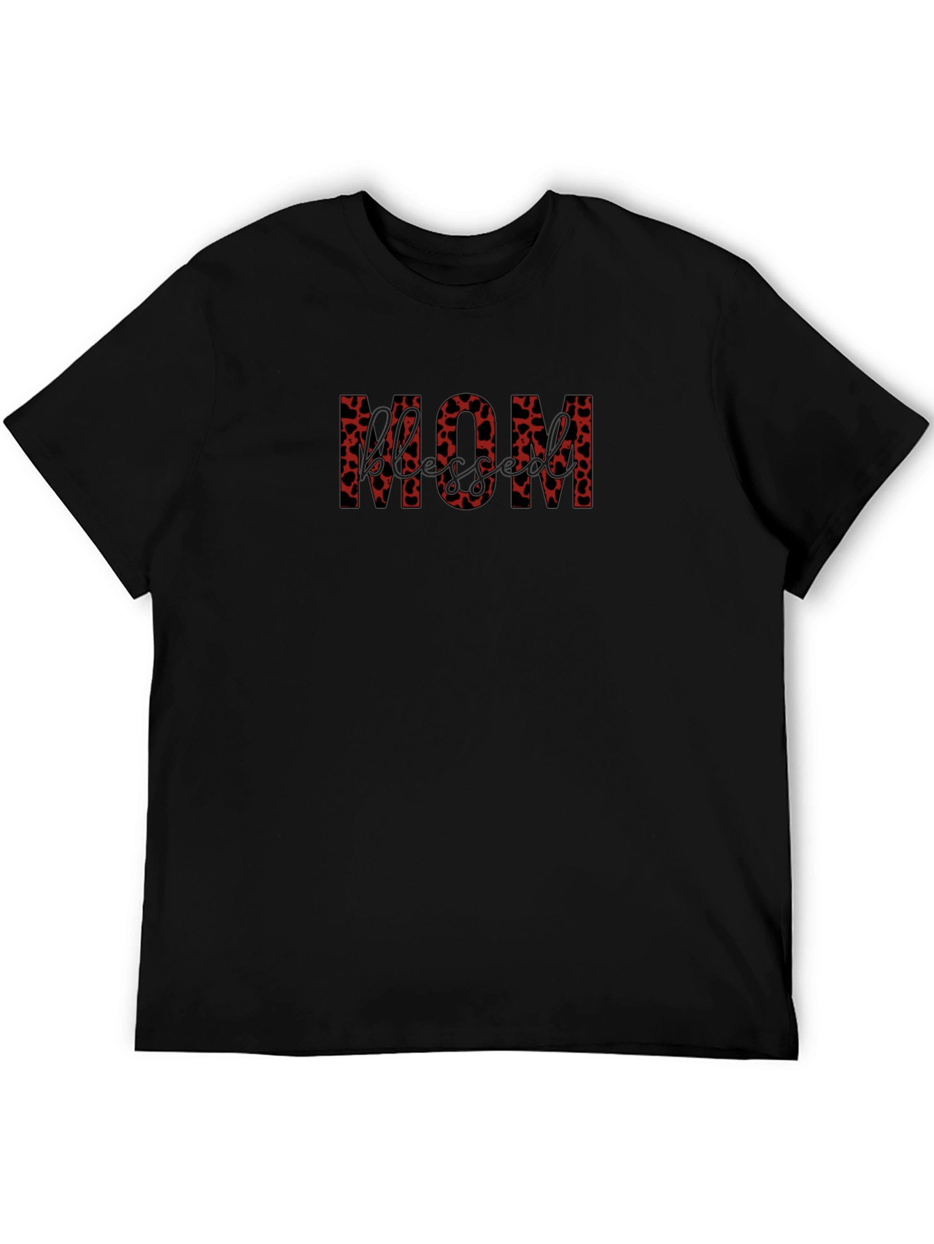 Stylish MOM Heart Print Black T-Shirt