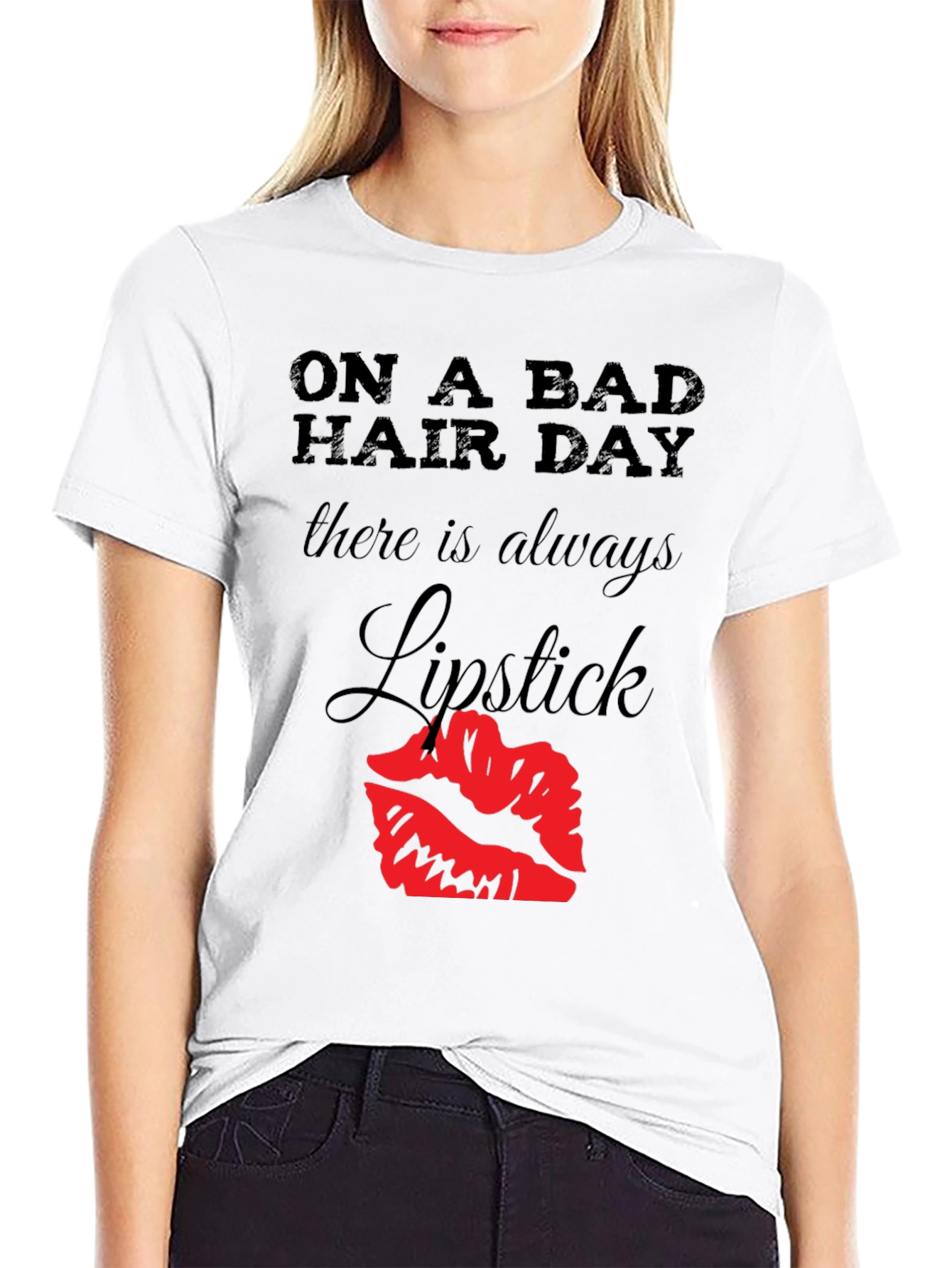 Bad Hair Day Lipstick Graphic Tee