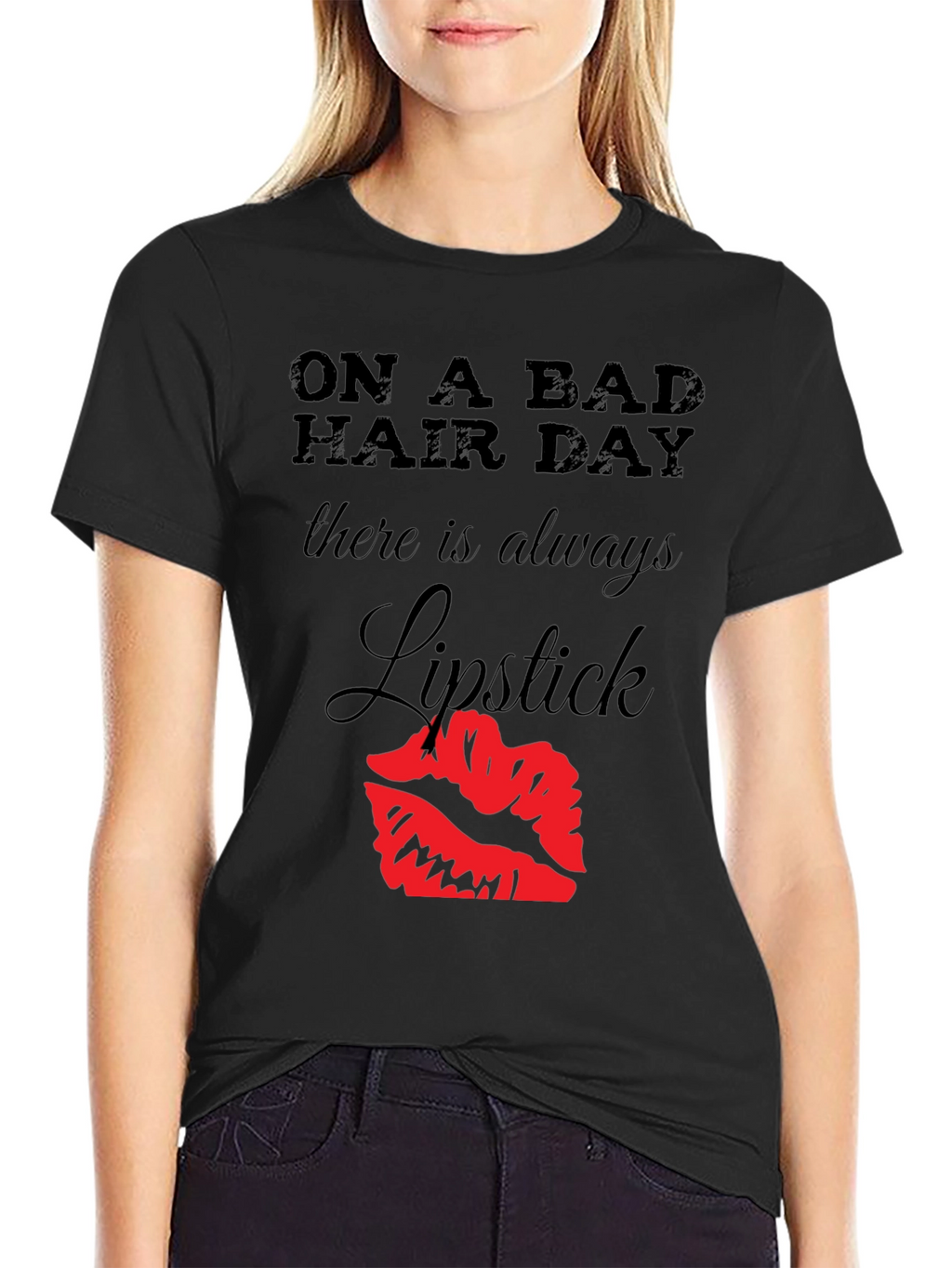 Bad Hair Day Lipstick Graphic Tee