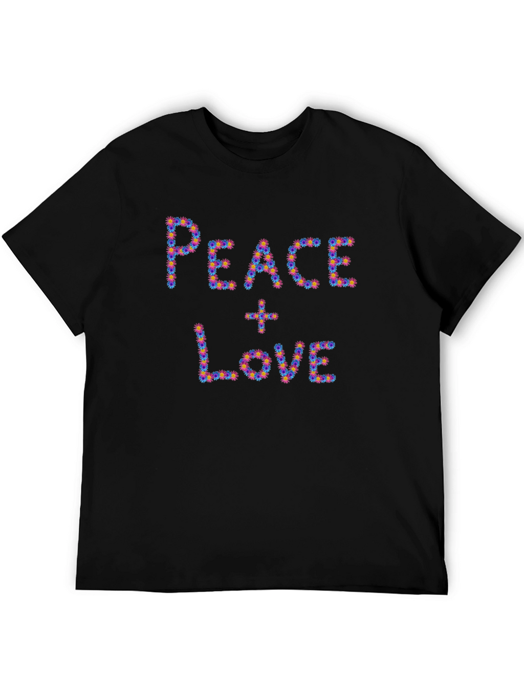 Peace & Love Floral Graphic Black T-Shirt