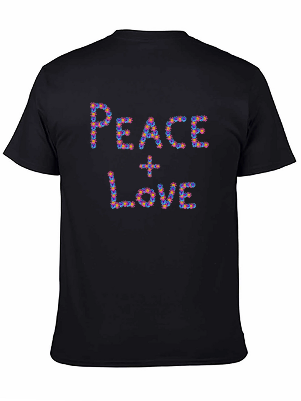 Peace & Love Floral Graphic Black T-Shirt