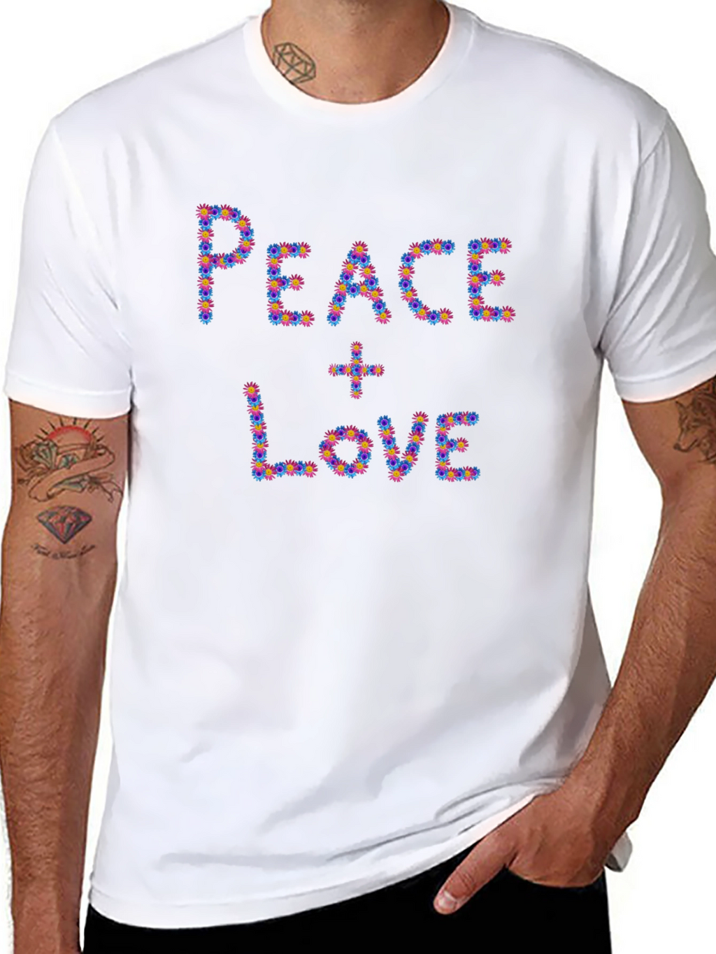 Peace & Love Floral Graphic Black T-Shirt