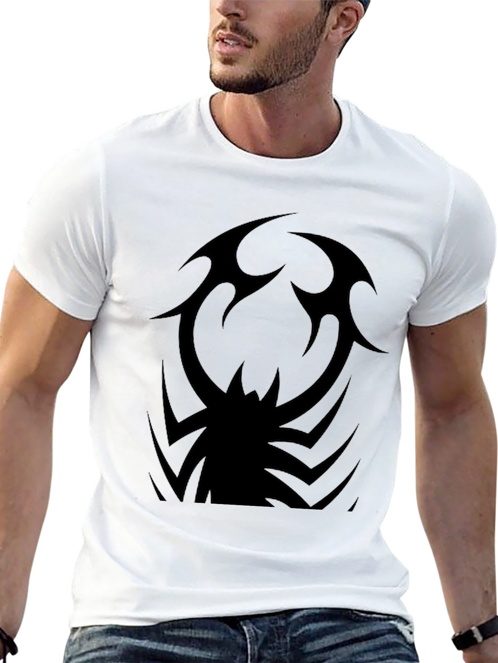 Mens Black Tribal Spider Graphic Tee