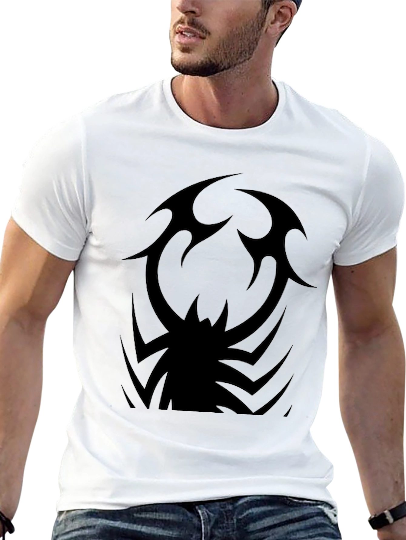 Mens Black Tribal Spider Graphic Tee