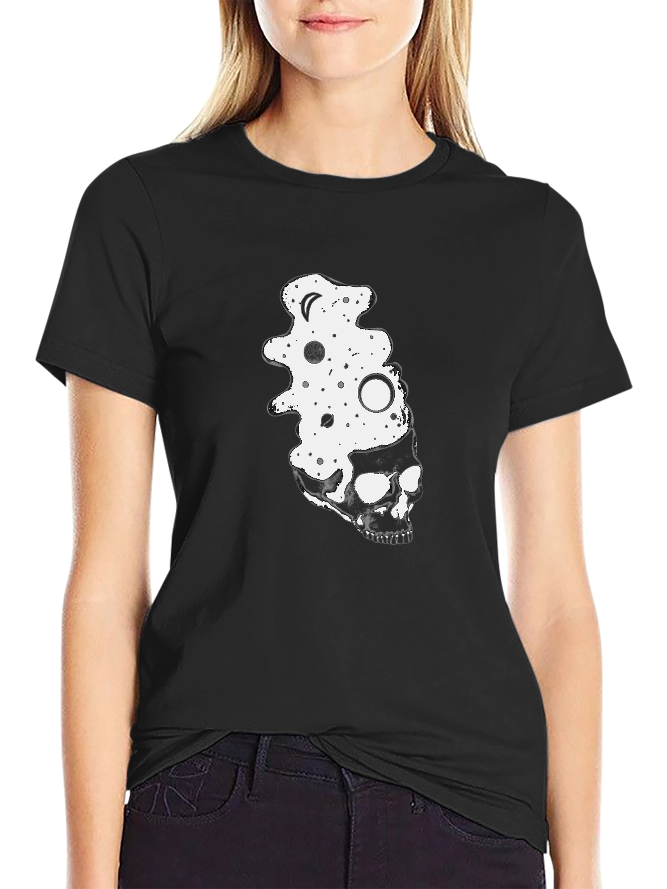 Skull & Space Black Graphic Tee
