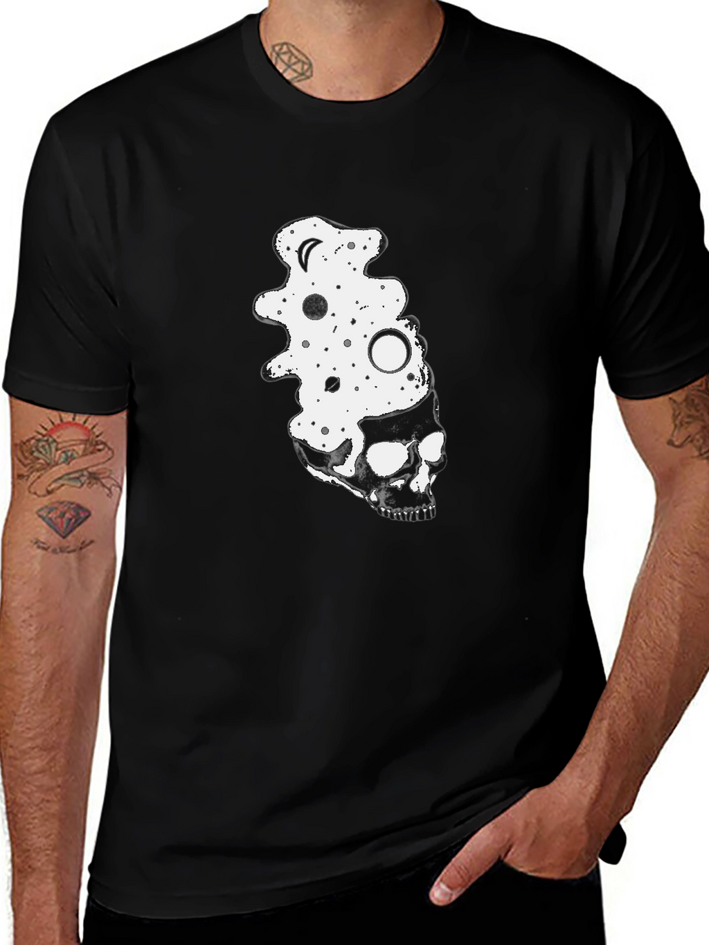 Skull & Space Black Graphic Tee