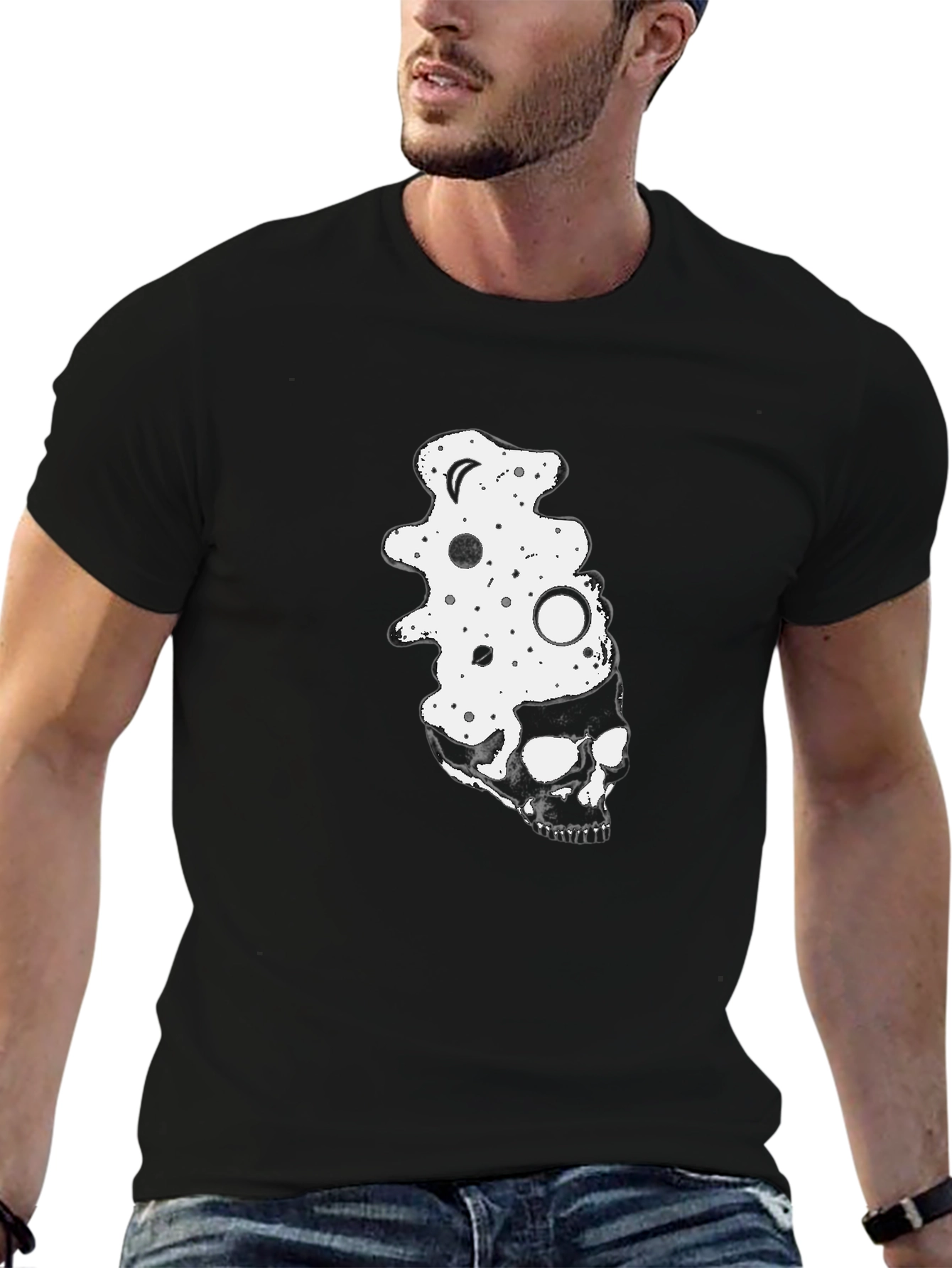 Skull & Space Black Graphic Tee