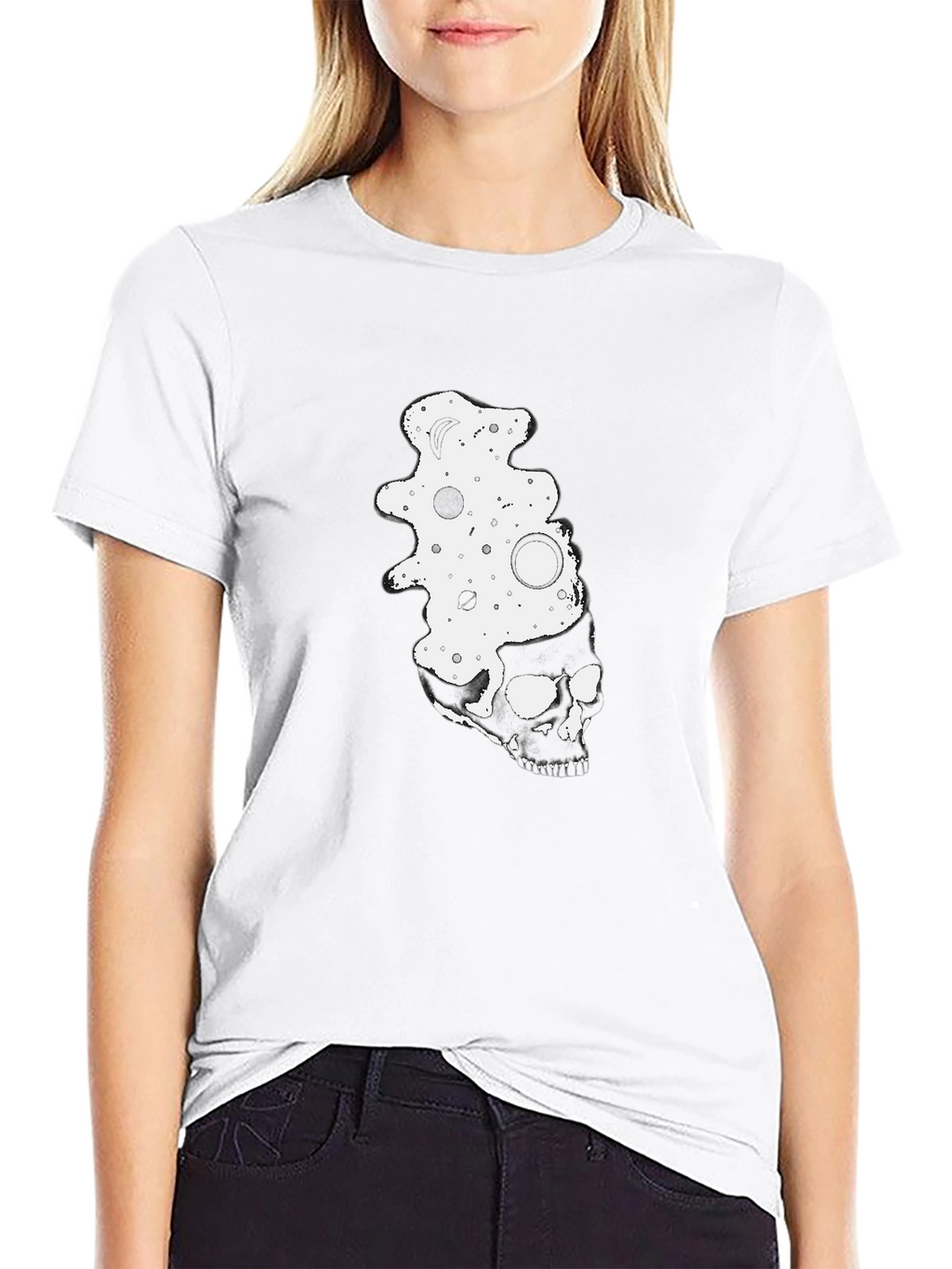 Skull & Space Black Graphic Tee