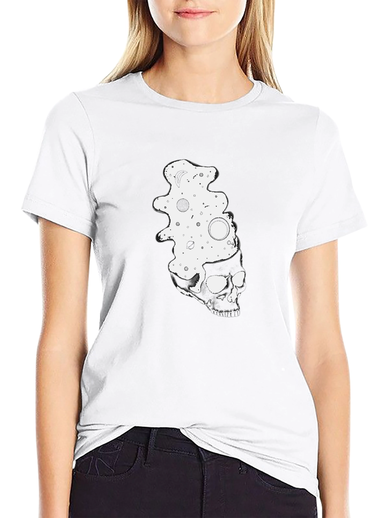 Skull & Space Black Graphic Tee