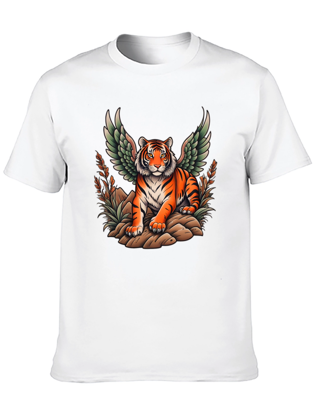 Winged Tiger Graphic Tee - Unique Black T-Shirt