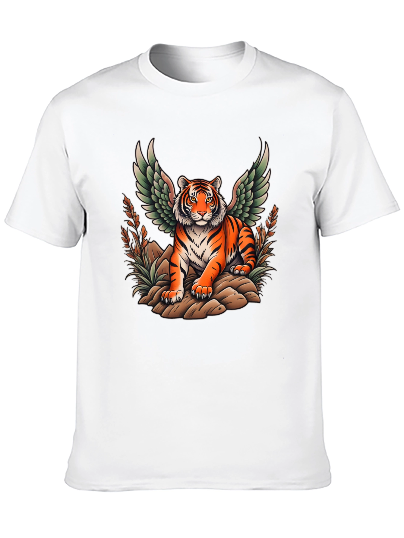 Winged Tiger Graphic Tee - Unique Black T-Shirt