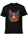 Winged Tiger Graphic Tee - Unique Black T-Shirt