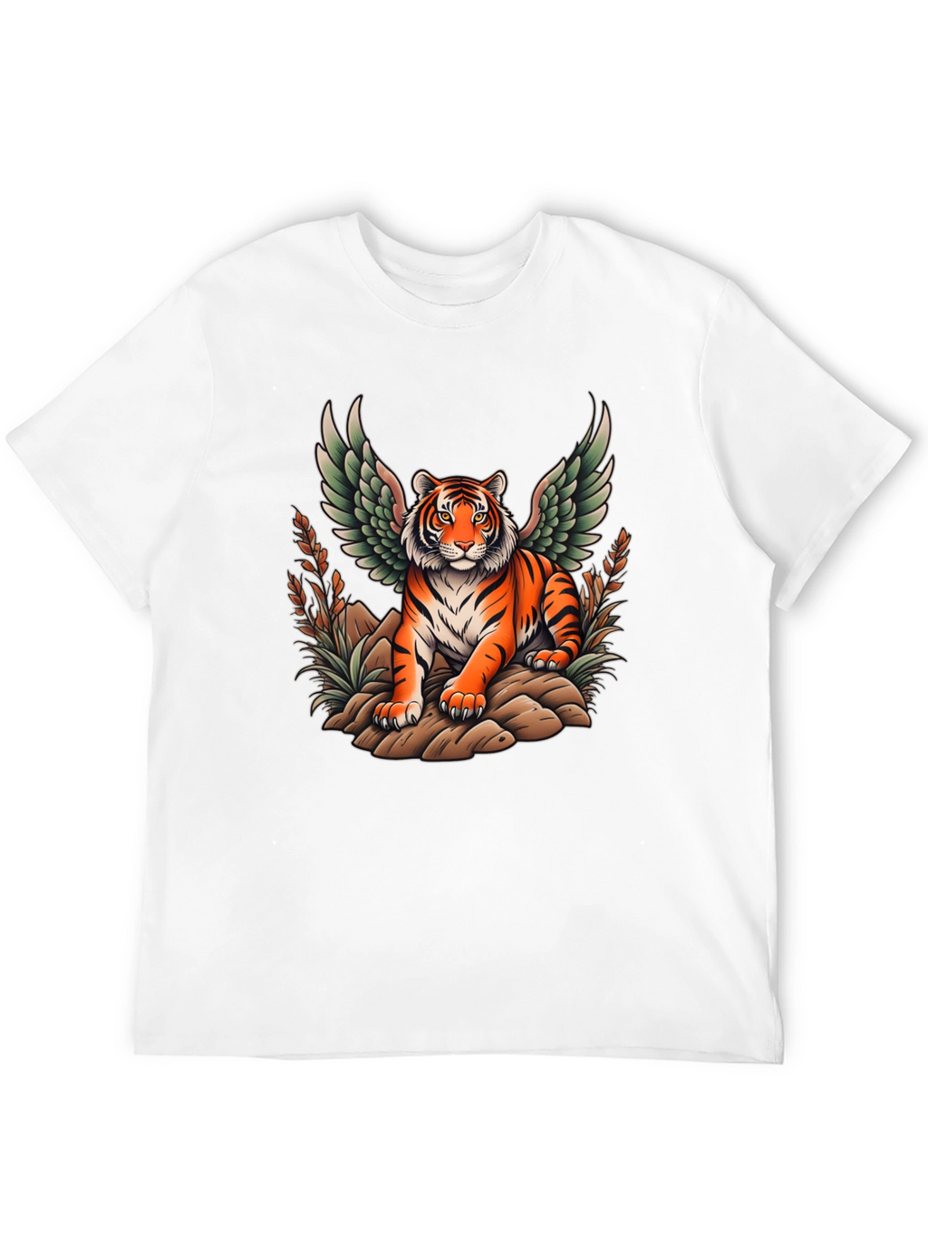 Winged Tiger Graphic Tee - Unique Black T-Shirt