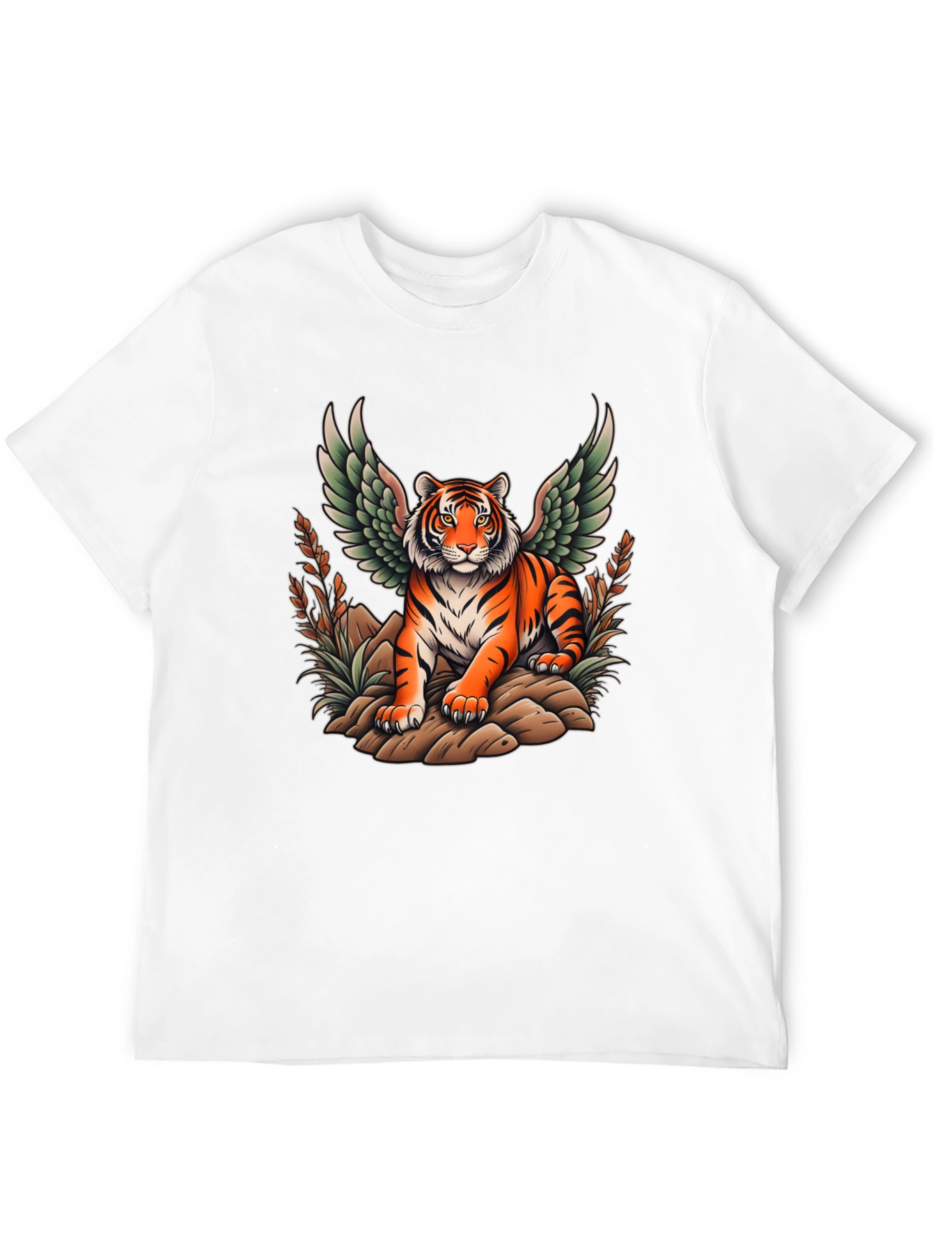 Winged Tiger Graphic Tee - Unique Black T-Shirt