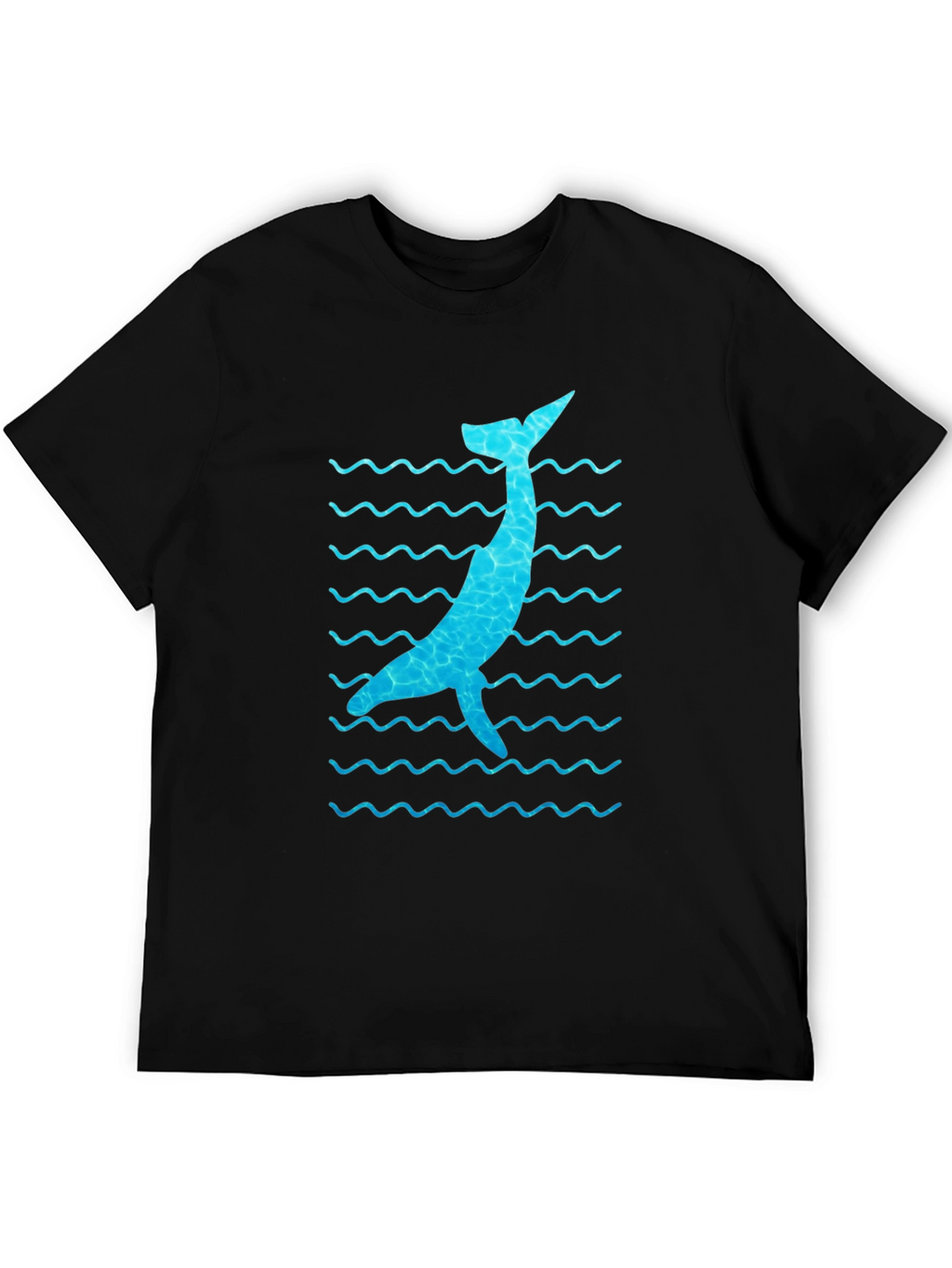 Whale Wave Graphic Tee - Black Cotton Casual Shirt