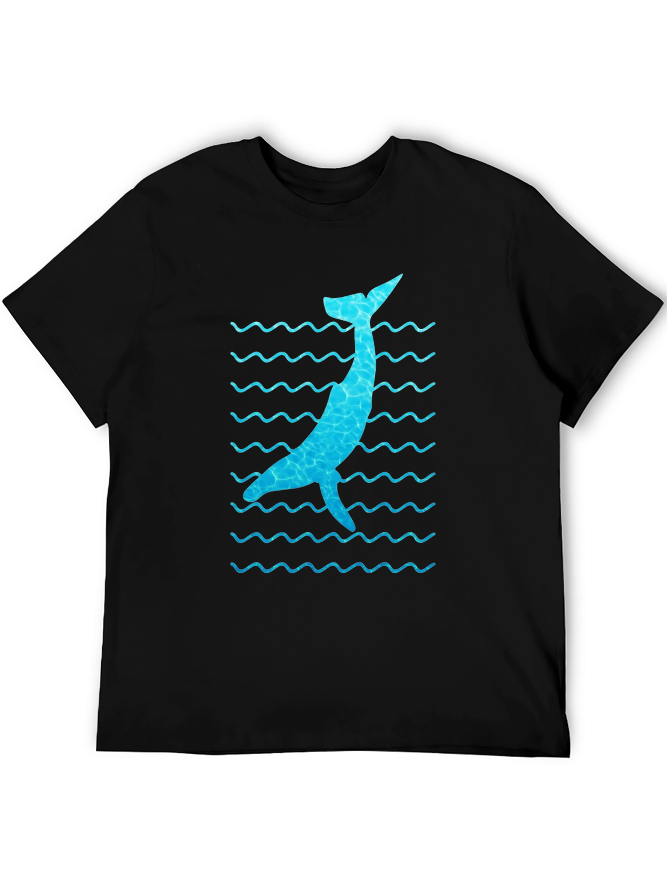 Whale Wave Graphic Tee - Black Cotton Casual Shirt