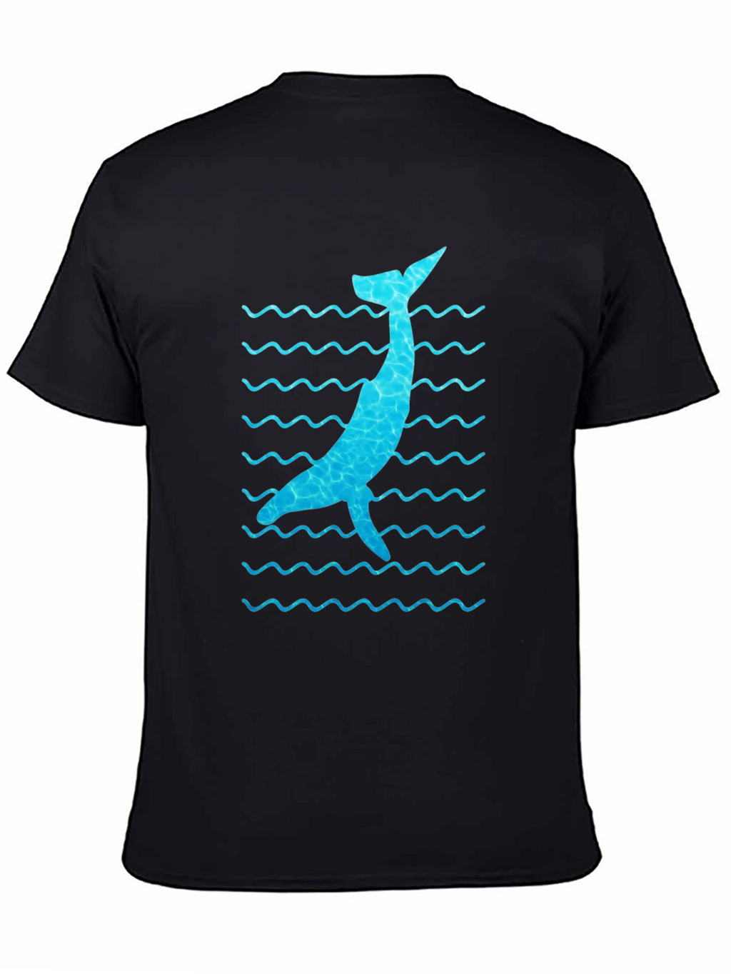 Whale Wave Graphic Tee - Black Cotton Casual Shirt