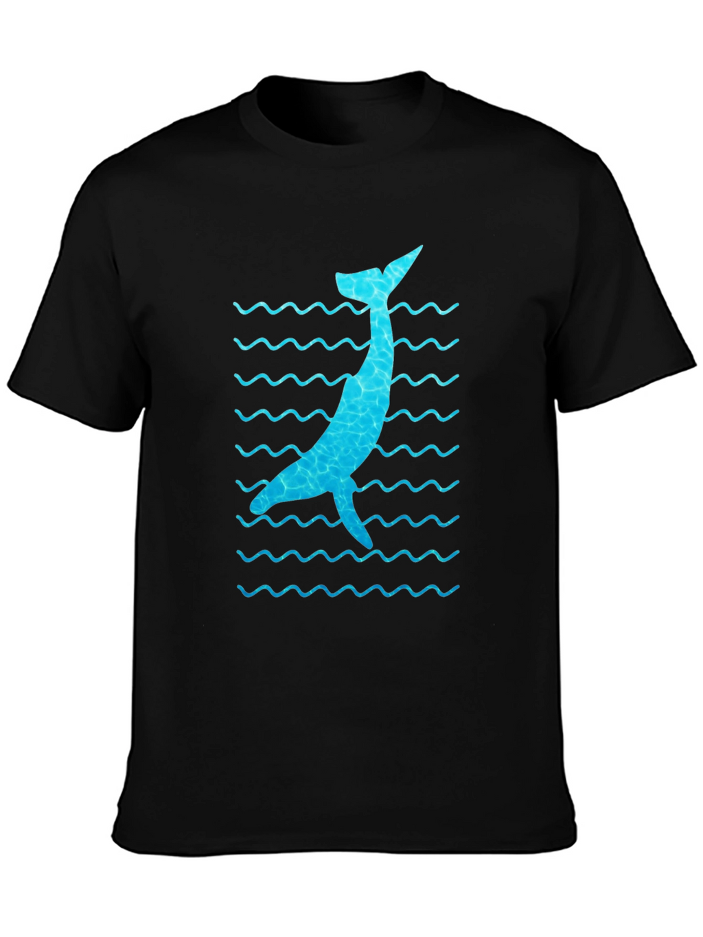 Whale Wave Graphic Tee - Black Cotton Casual Shirt