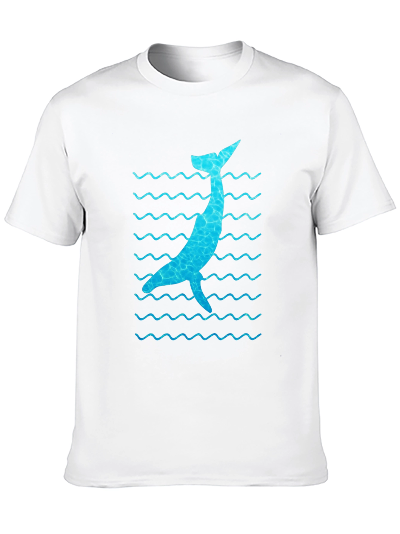 Whale Wave Graphic Tee - Black Cotton Casual Shirt