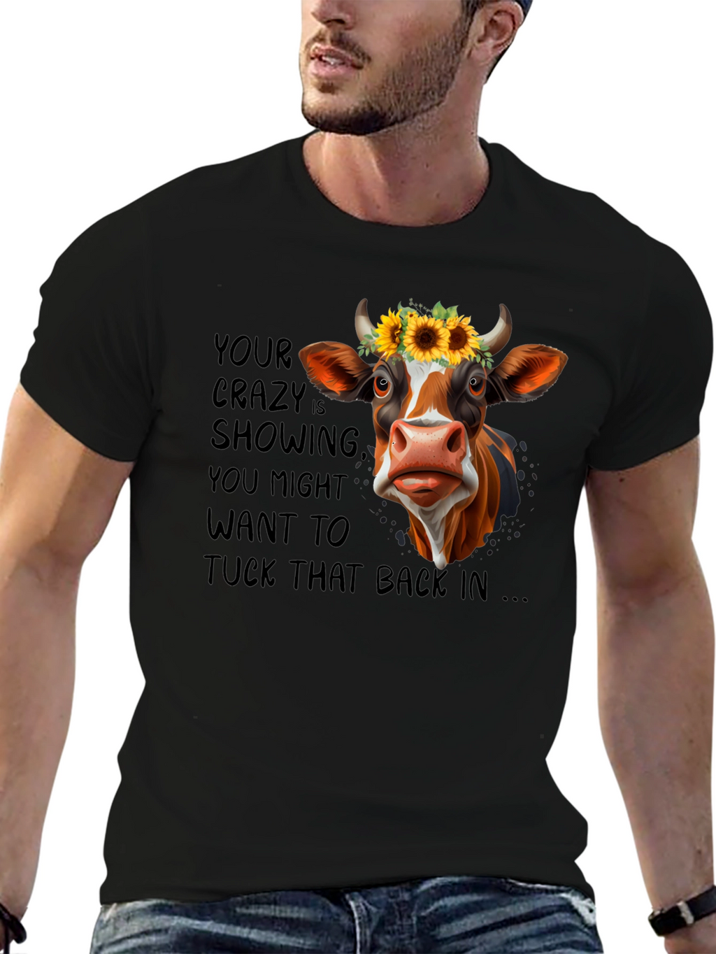 Crazy Cow Sunflower Graphic Tee