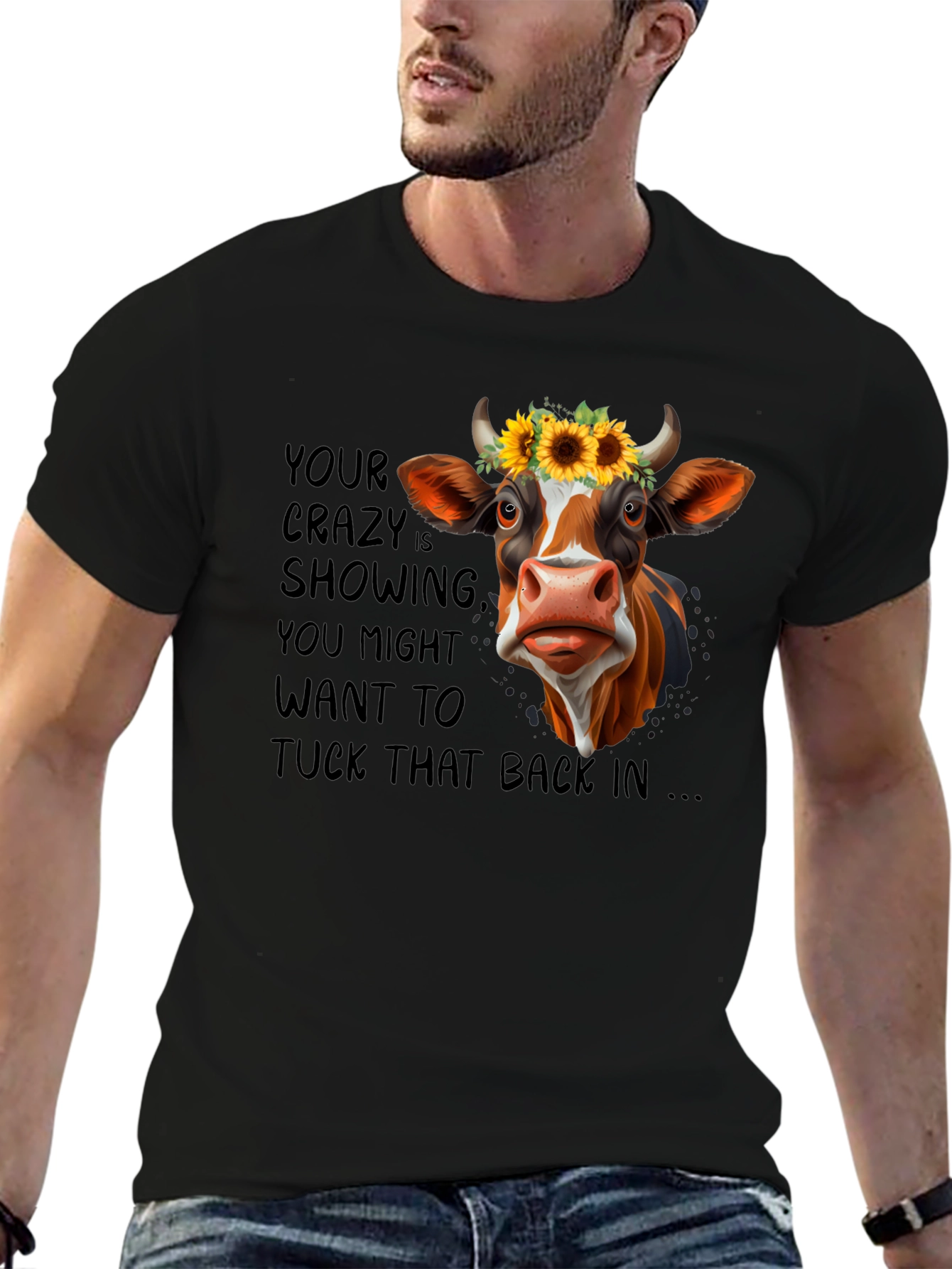 Crazy Cow Sunflower Graphic Tee