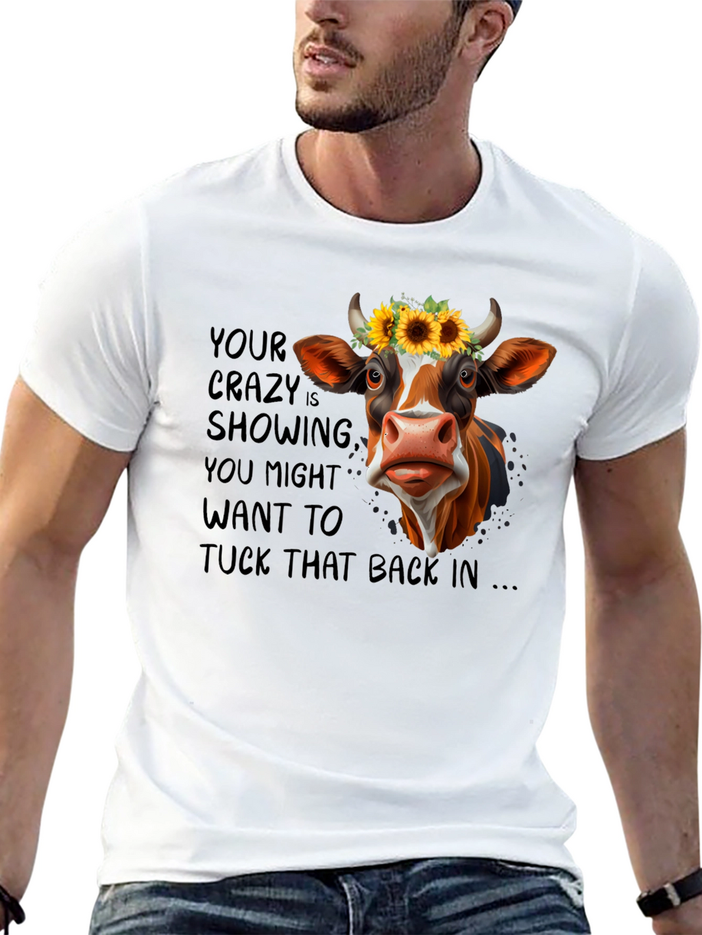 Crazy Cow Sunflower Graphic Tee