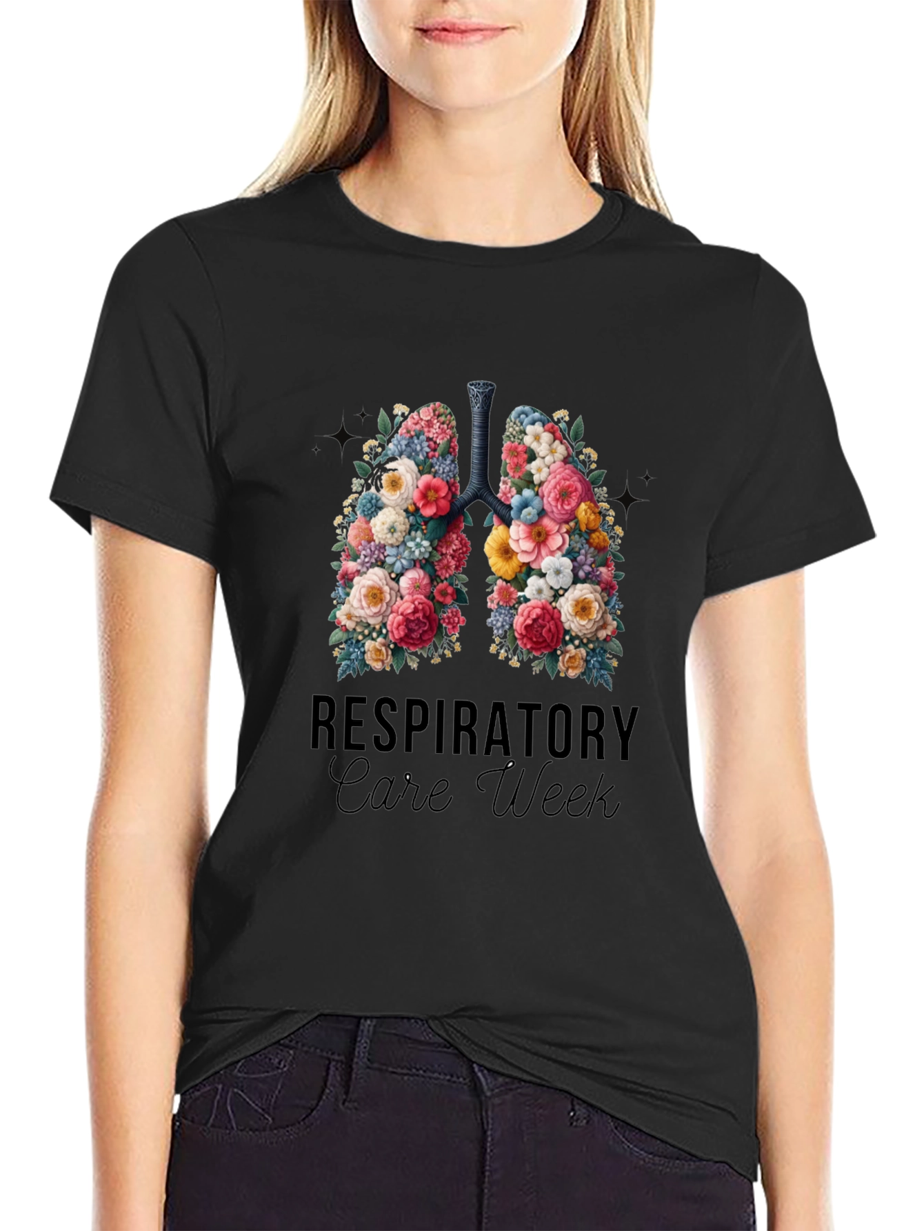 Respiratory Care Week Floral Lungs T-Shirt
