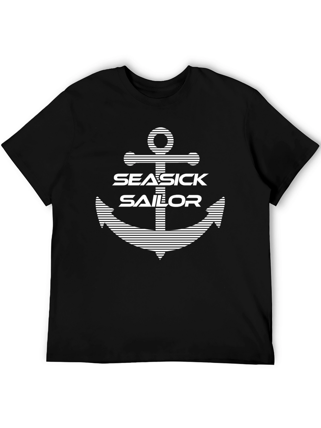 Seasick Sailor Anchor Graphic Black T-Shirt