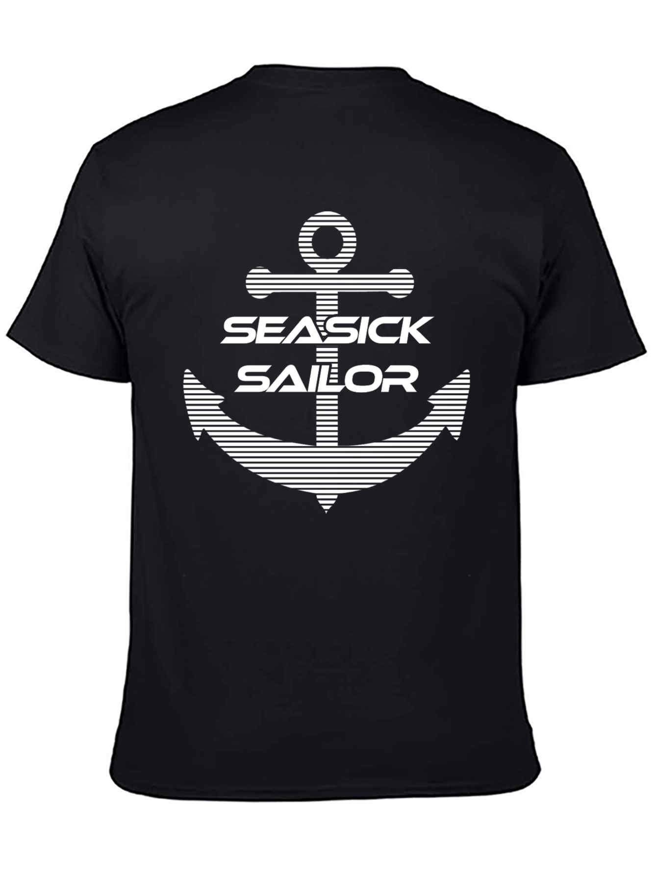 Seasick Sailor Anchor Graphic Black T-Shirt