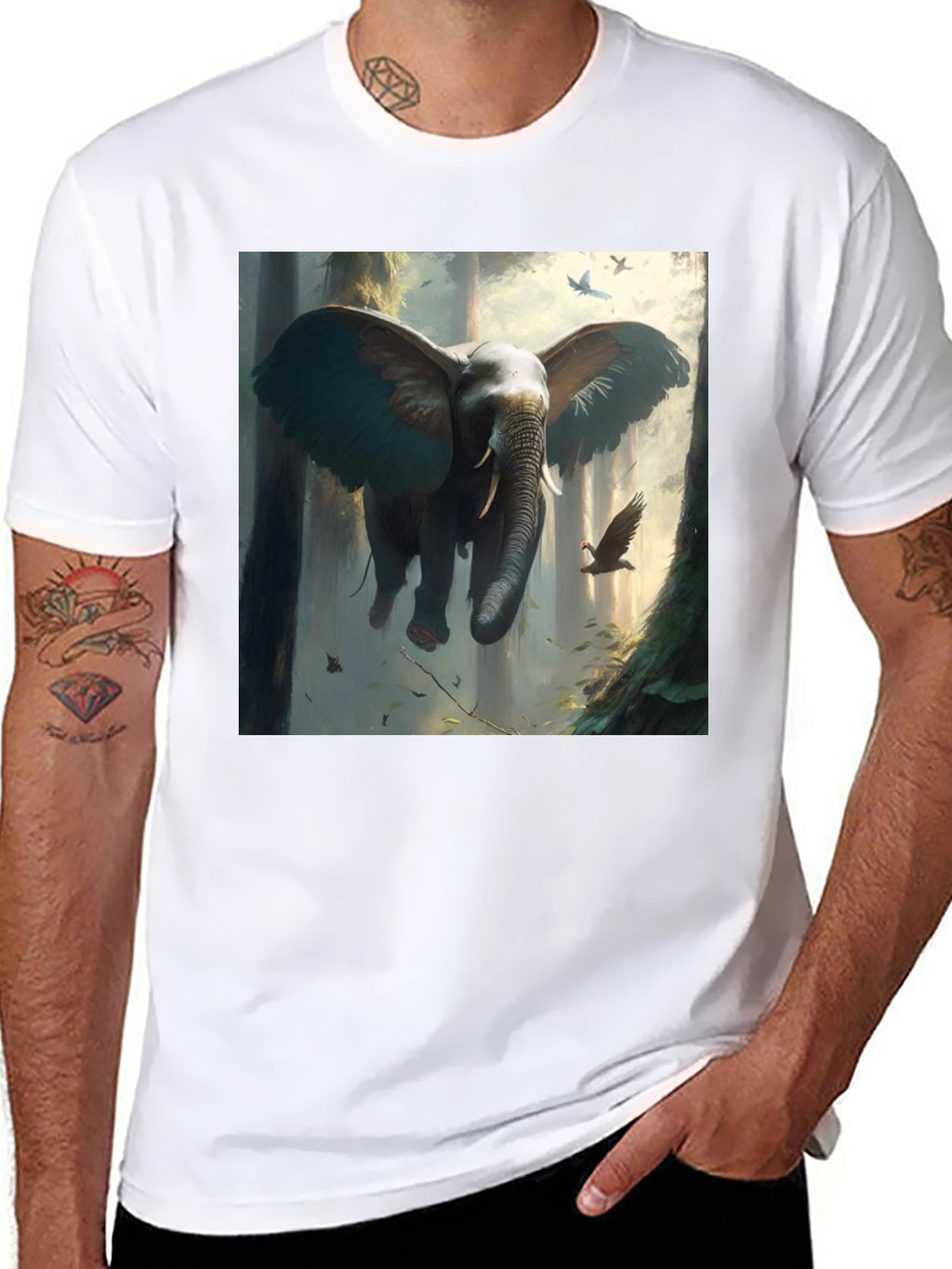 Elephant Flight T-Shirt - Artistic Graphic Tee