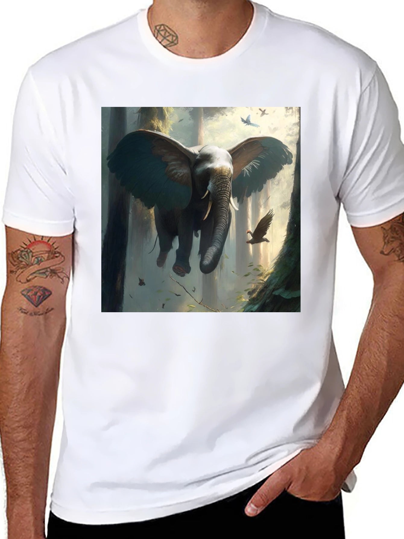 Elephant Flight T-Shirt - Artistic Graphic Tee