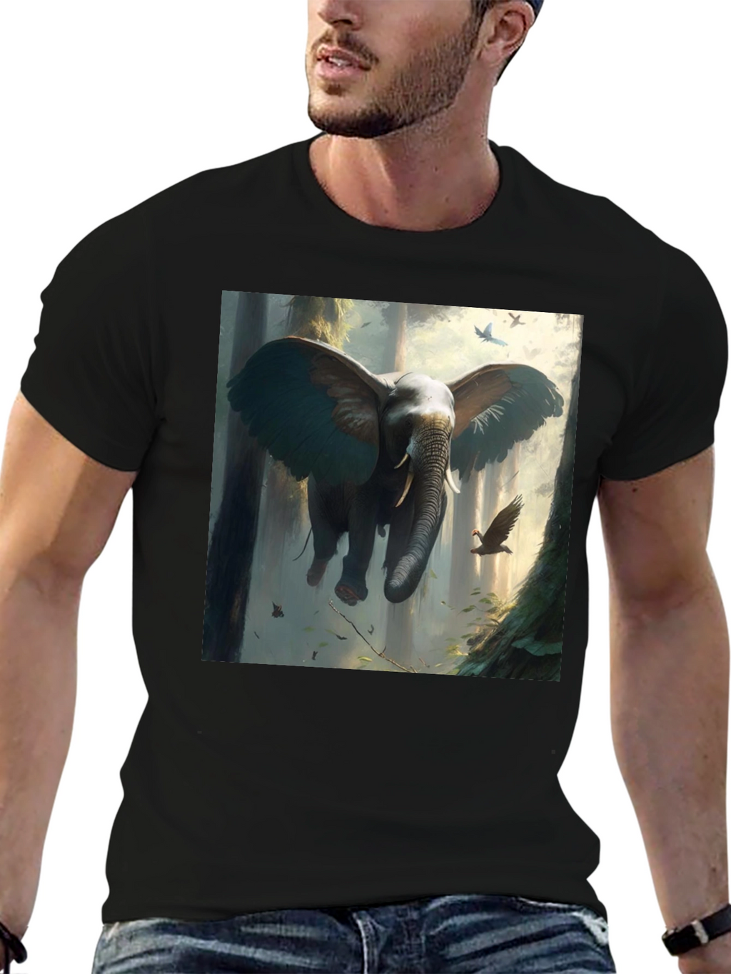 Elephant Flight T-Shirt - Artistic Graphic Tee
