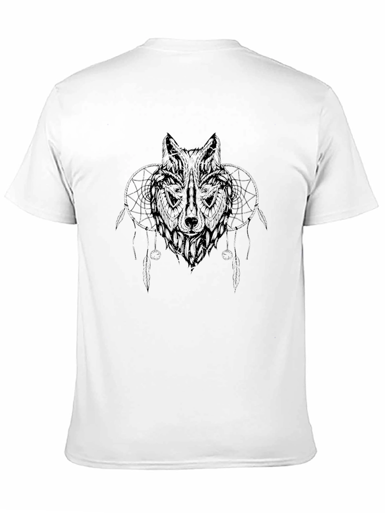 Mens Black Wolf Dreamcatcher Graphic Tee