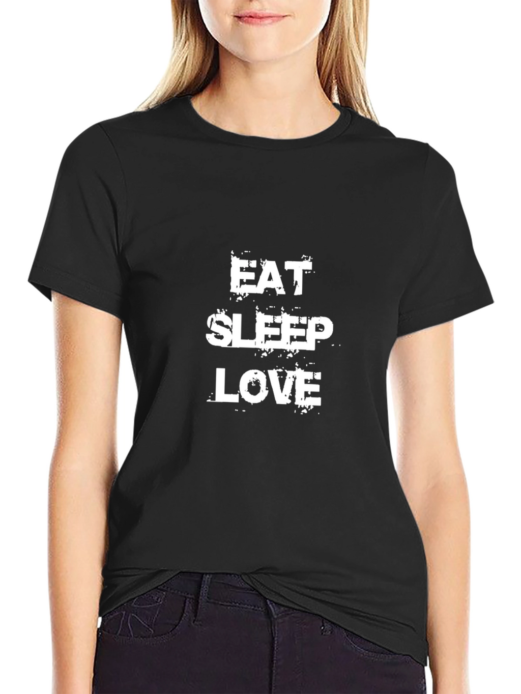 Eat Sleep Love Graphic Tee - Trendy Black T-Shirt