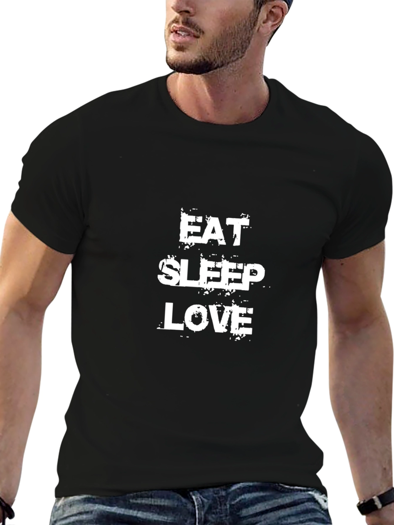 Eat Sleep Love Graphic Tee - Trendy Black T-Shirt