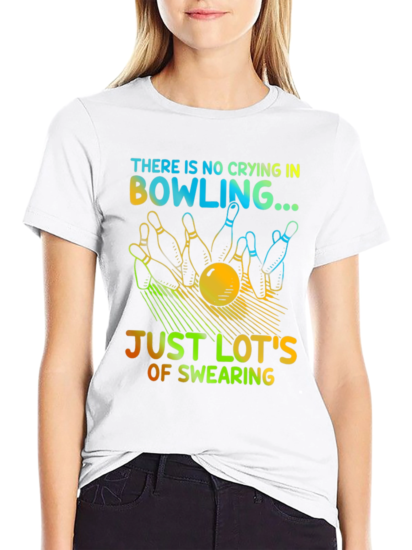 Bowling Humor T-Shirt - No Crying Just Swearing!