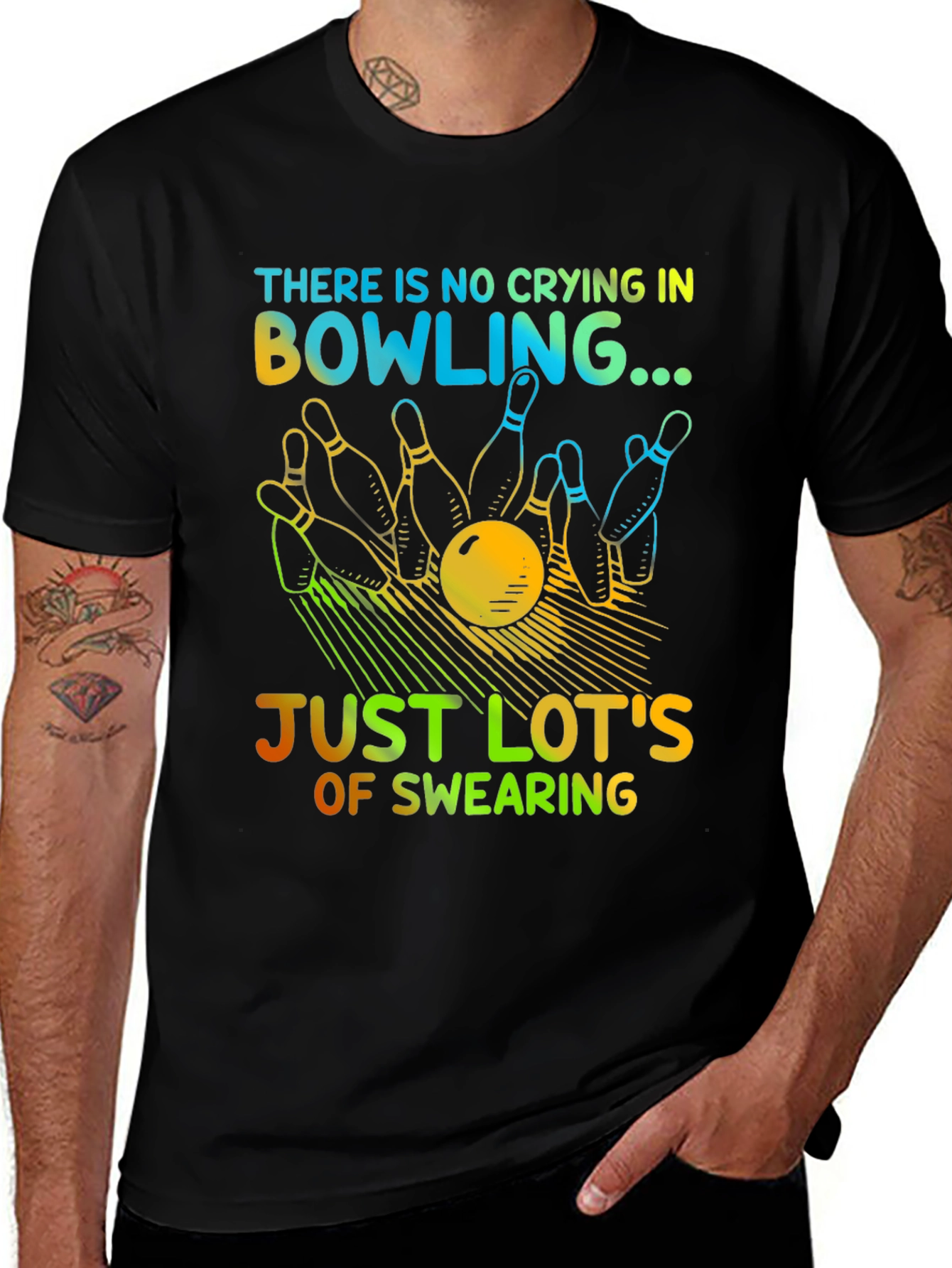 Bowling Humor T-Shirt - No Crying Just Swearing!