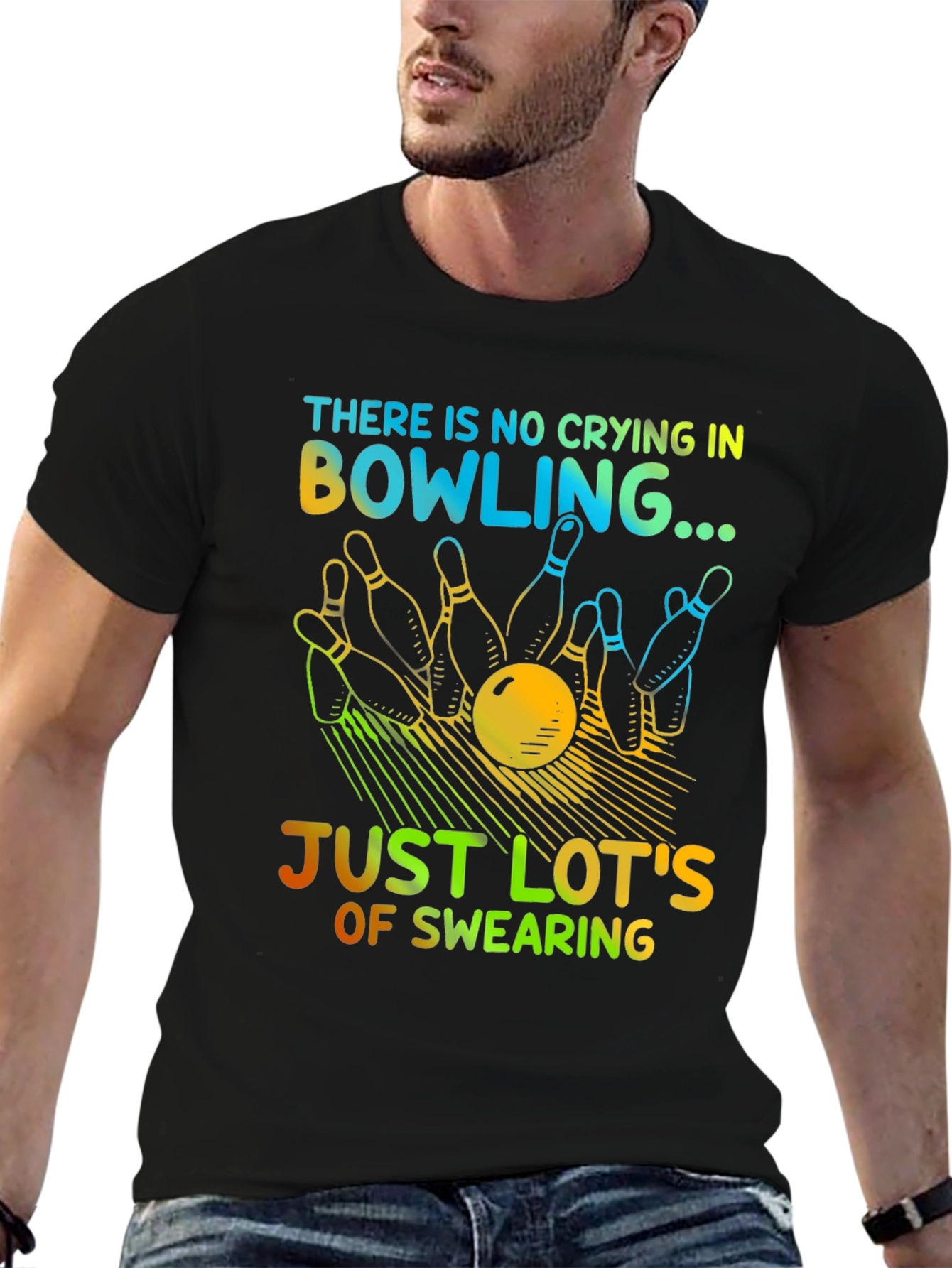 Bowling Humor T-Shirt - No Crying Just Swearing!