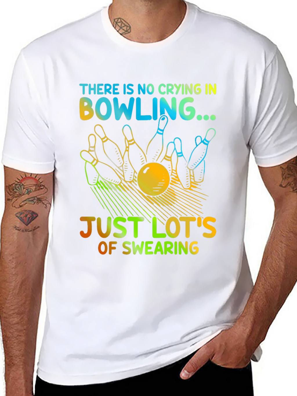 Bowling Humor T-Shirt - No Crying Just Swearing!
